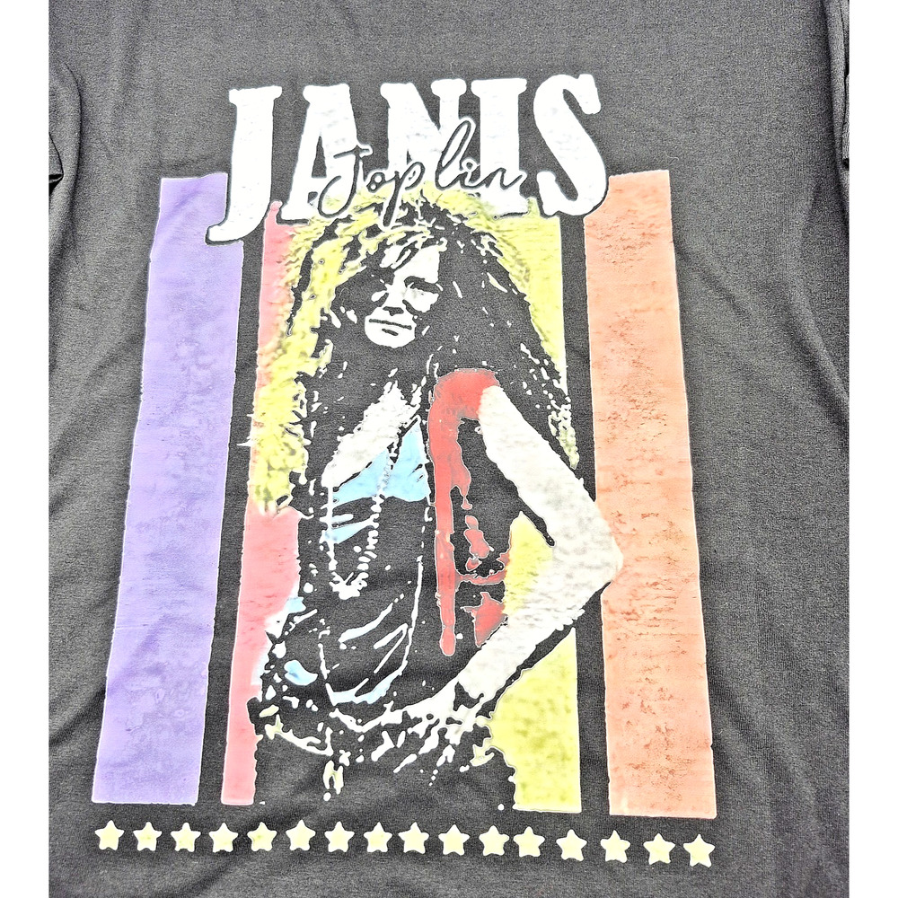 Janis Joplin Graphic T-Shirt Retro 60's Rock Band Classic Black Unisex Size 2XL